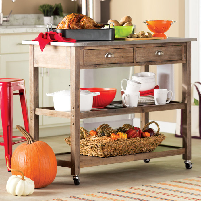 Three Posts™ Courtright Rolling Kitchen Cart with Stainless Steel Top & Reviews Wayfair